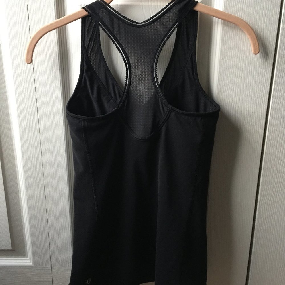 Lululemon Deep Breath Black Mesh Tank  4 - Picture 5 of 9